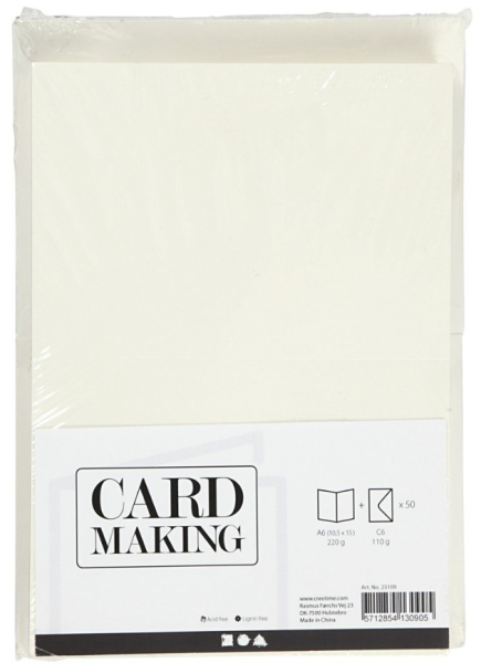 A6 Karten/Umschläge - Creme - 50 Sets