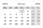 Minikalender für das Jahr 2026 (10er Packung)